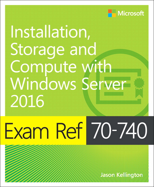 Image of the book Installation, Storage, and Compute with Windows Server 2016, this is included with the training course at Logitrain